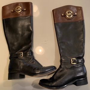 Michael Kors Black & Brown Leather Boots - DAMAGED